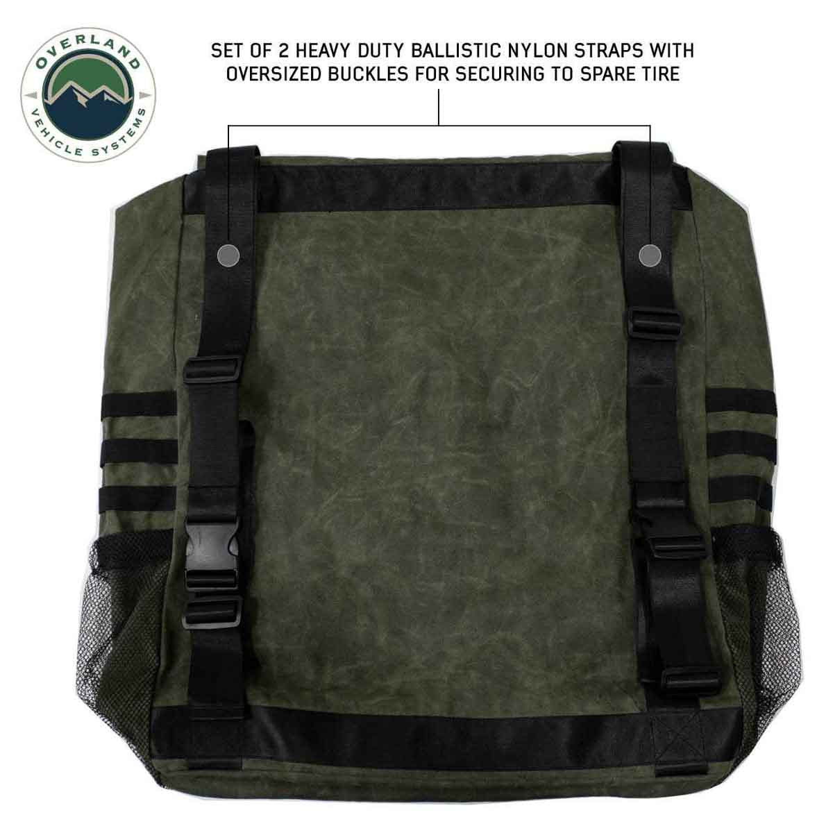 Overland Vehicle Systems Extra Large Trash Bag Tire Mount - #16 Waxed Canvas