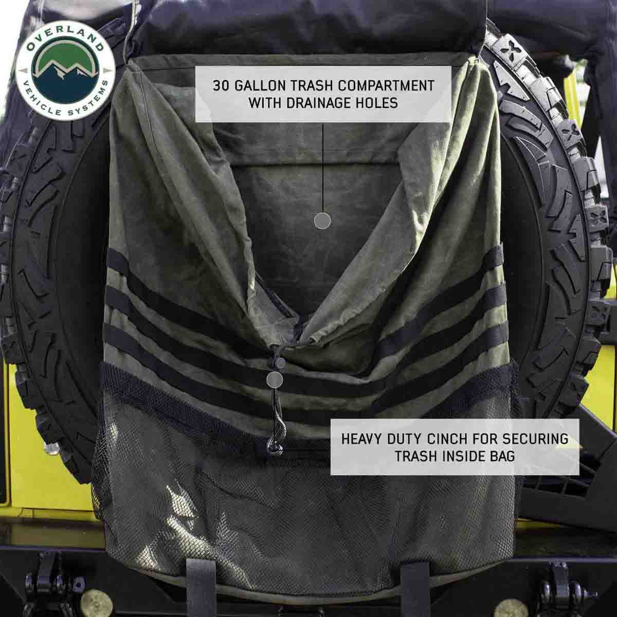Overland Vehicle Systems Extra Large Trash Bag Tire Mount - #16 Waxed Canvas