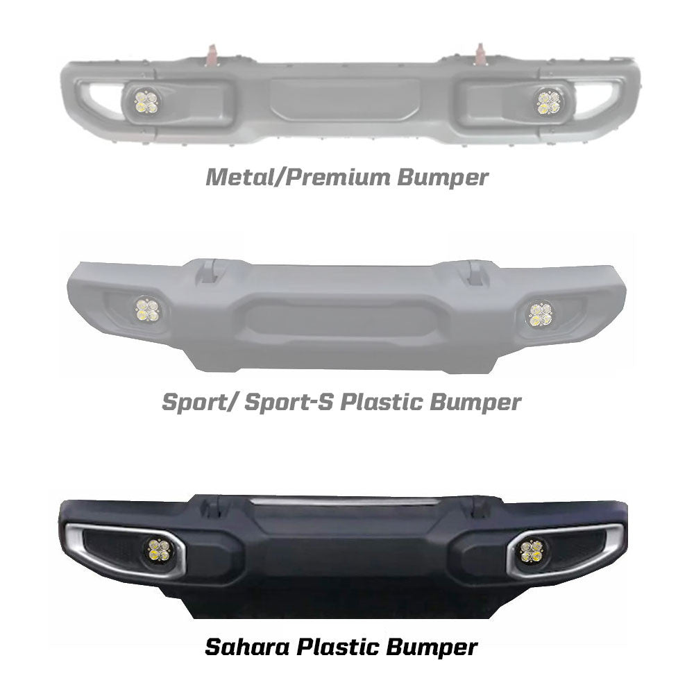 Baja Designs 18-20 Jeep Wrangler JL Sahara Fog Squadron Sport Fog Pocket Kit - Clear