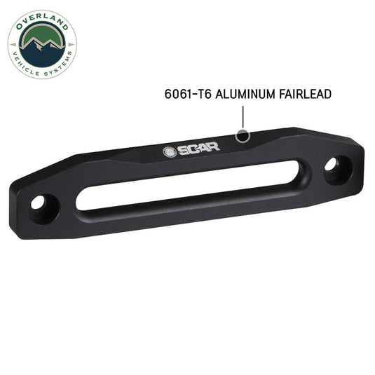 Overland Vehicle Systems Recovery Winch Aluminum Fairlead w/ OVS Logo Black Powder Coat w/ Clear Finish