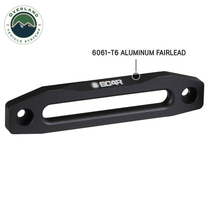 Overland Vehicle Systems Recovery Winch Aluminum Fairlead w/ OVS Logo Black Powder Coat w/ Clear Finish