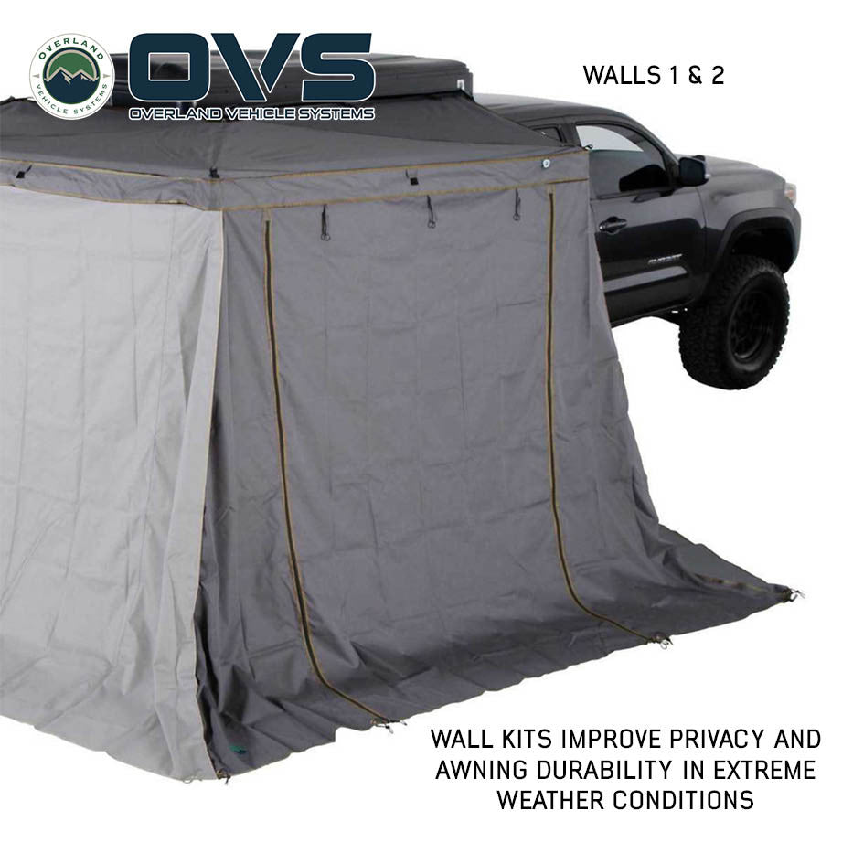 Overland Vehicle Systems HD Nomadic 270 LTE - Awning, Wall 1 & 2, Driver Side, Grey Body, Green Trim & Black Travel Cover