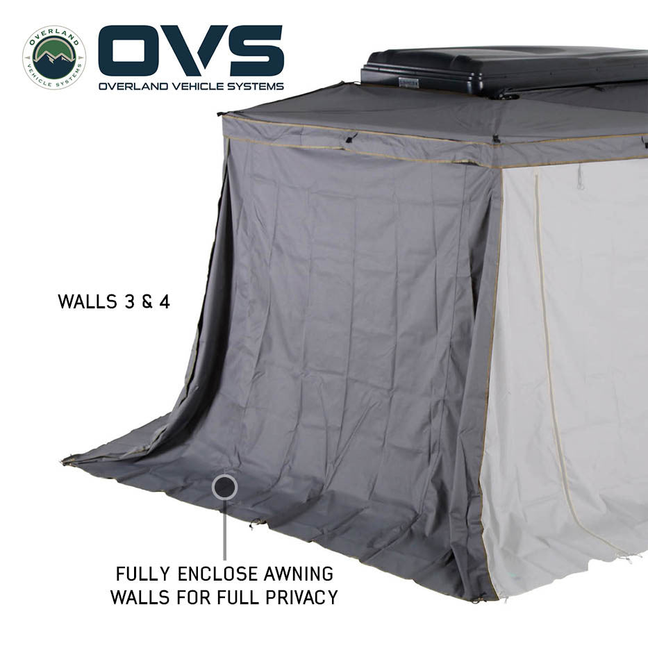 Overland Vehicle Systems HD Nomadic 270 LT - Awning, Driver Side, Grey Body, Green Trim & Black Travel Cover  - No Brackets, No Hardware, No Accessories