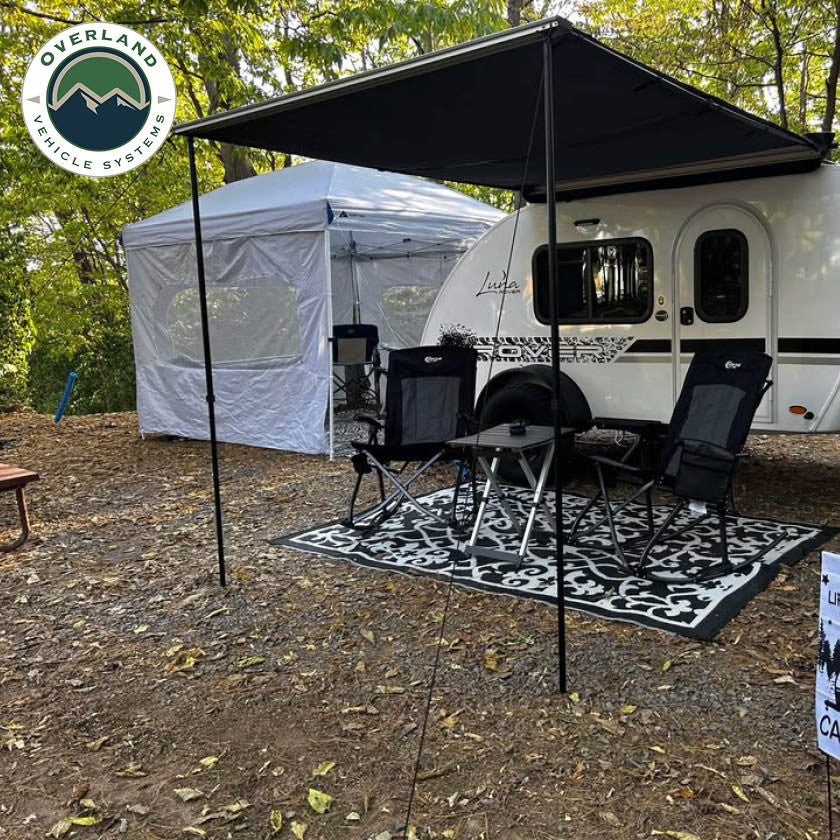 Overland Vehicle Systems HD Nomadic 2.5 - Awning, 8.0' Long, Grey Body, Green Trim & Black Travel Cover