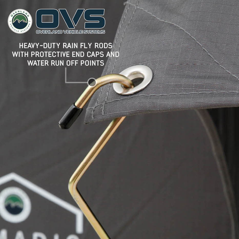 Overland Vehicle Systems HD Nomadic N4E - Soft Sided Roof Top Tent, 4 Person, Grey Body & Green Rainfly