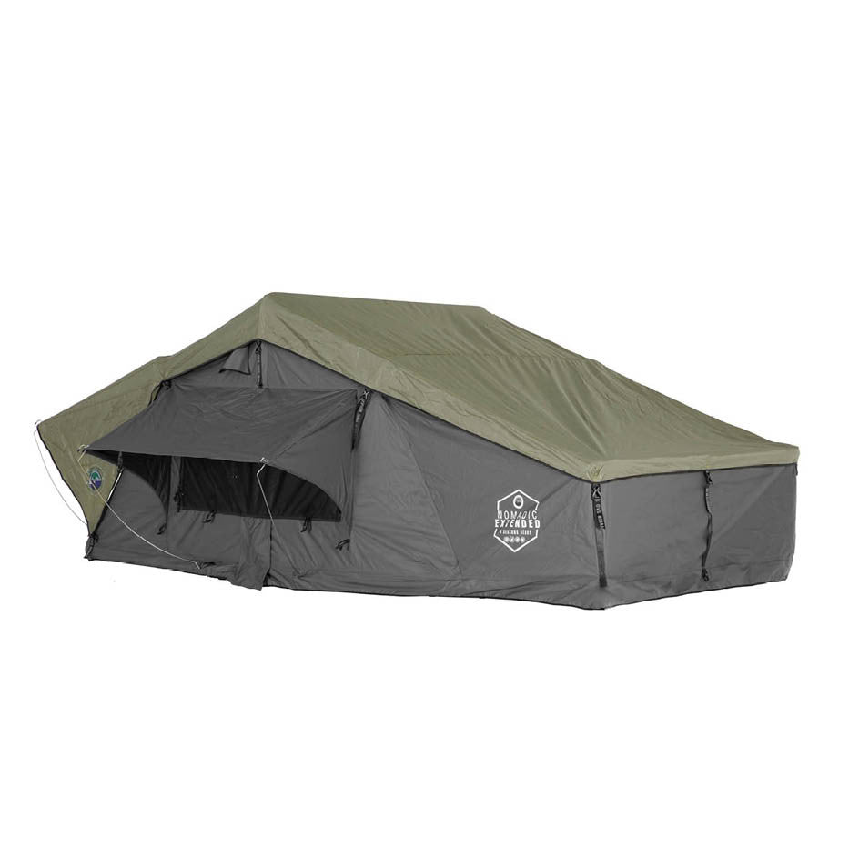 Overland Vehicle Systems HD Nomadic N3E - Soft Sided Roof Top Tent, 3 Person, Grey Body & Green Rainfly