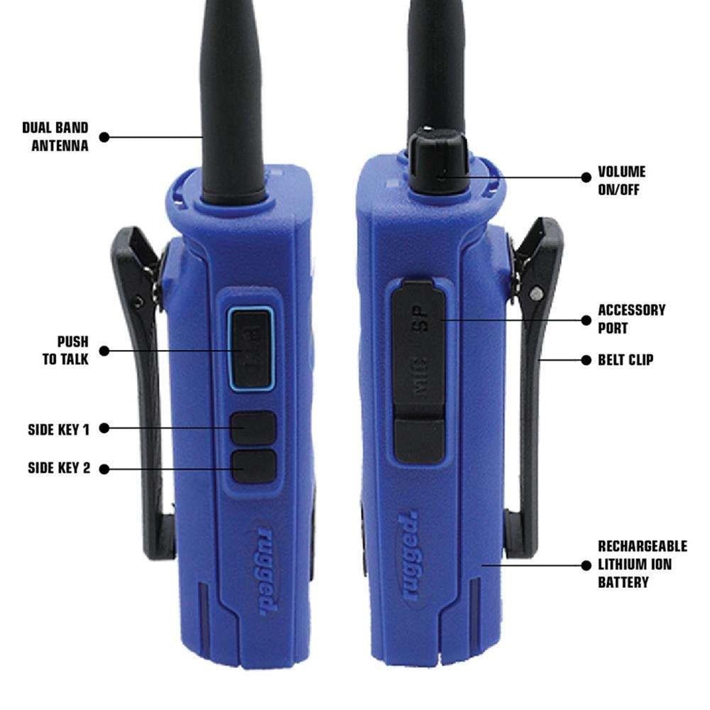 Rugged Radios Rugged R1 - Business Band Two Way Handheld Radio - Digital and Analog Blue