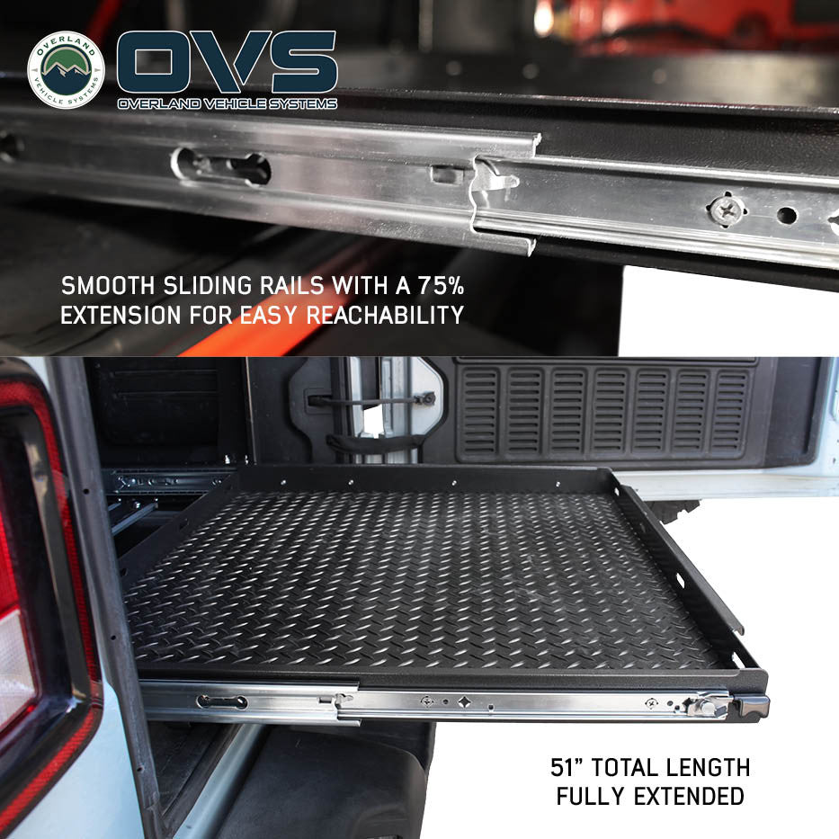 Overland Vehicle Systems Cargo Storage Rack with Shelf and Sliding Extension