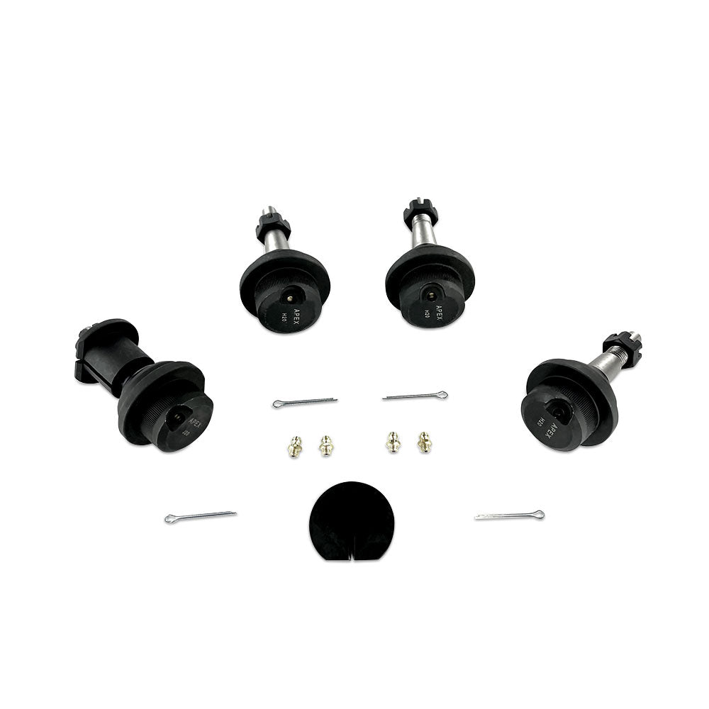 Apex Chassis Heavy Duty Knurled Ball Joint Kit 19-22 Jeep Gladiator JT 18-22 Jeep Wrangler JL/JLU Rubicon Mohave Sahara Sport Includes: 2 Upper and 2 Lower Apex Chassis