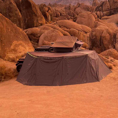 Overland Vehicle Systems HD Nomadic 270 LTE - Awning Wall Kit 1 & 2, Passenger Side, Grey Body, Green Trim & Black Travel Cover