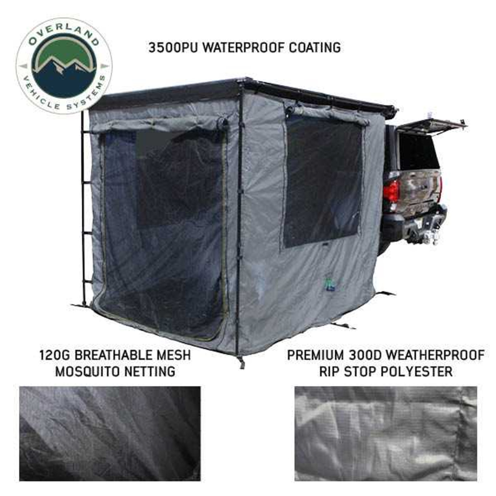 Overland Vehicle Systems HD Nomadic 2.0 Awning Room Enclosure, Grey Body, Green Trim (4 Walls & Floor)