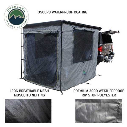 Overland Vehicle Systems HD Nomadic 2.0 Awning Room Enclosure, Grey Body, Green Trim (4 Walls & Floor)