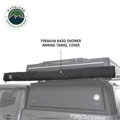 Overland Vehicle Systems HD Nomadic Shower - Quick Deploying Double Shower, 42" x 84", Grey Body, Green Trim W/Black Travel Bag and Floor Basin