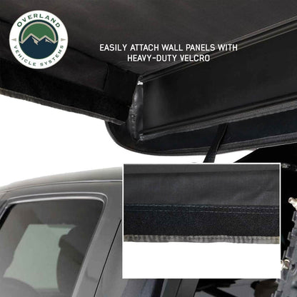 Overland Vehicle Systems XD Nomadic 270 LTE - Awning Walls 3 and 4 Passenger Side, Black Body, Black Trim W/ Storage Bag