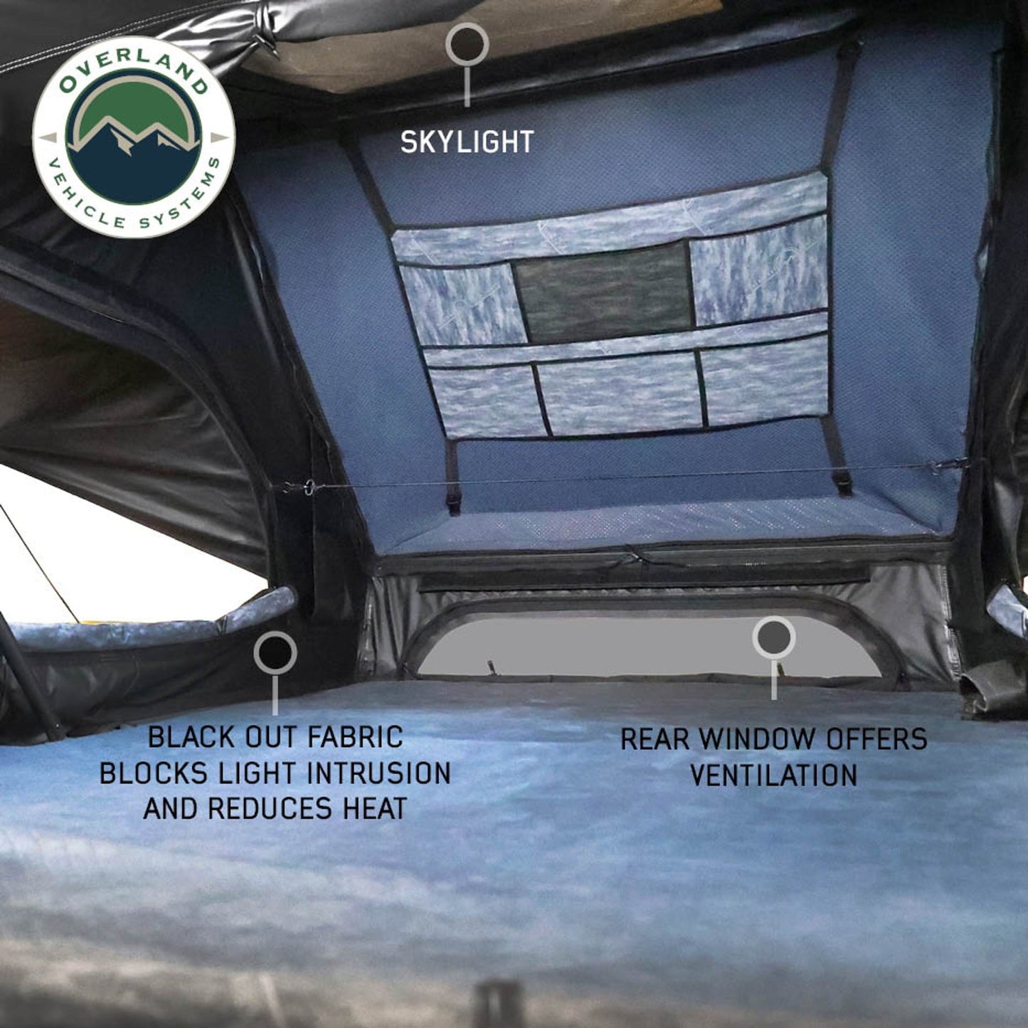 Overland Vehicle Systems XD Atlas 2 - Cantilever Hard Shell Roof
Top Tent, 2 Person, Blue Body & Black Rainfly