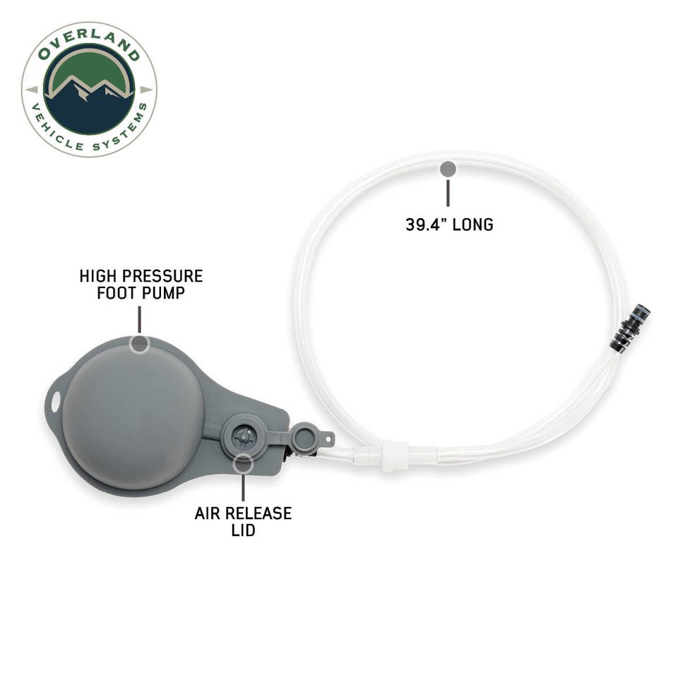 Overland Vehicle Systems Portable Camp Shower 23 QT, Foot Pump, Knozzle & Accessories