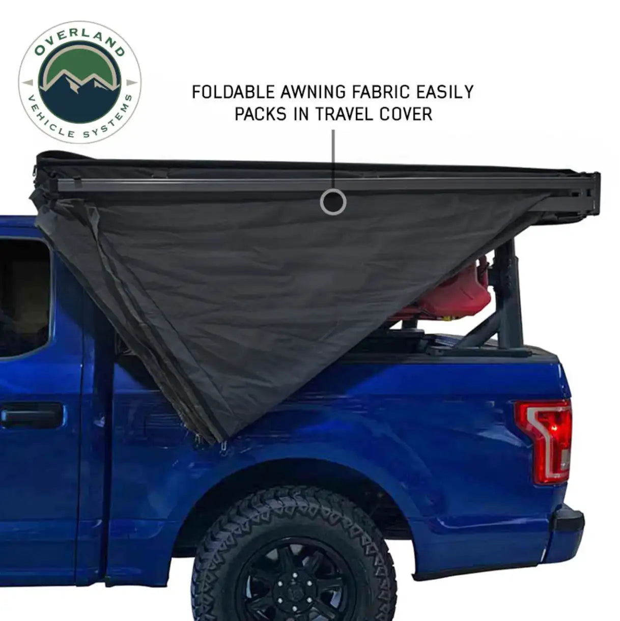Overland Vehicle Systems XD Nomadic 270 LT - Awning Wall 2 W/Black Out  Passenger Side, Black Body, Black Trim W/ Storage Bag