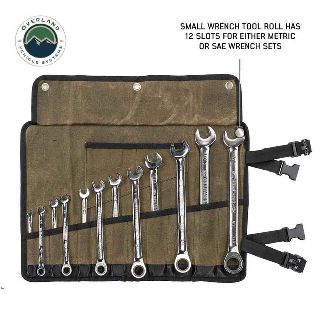 Overland Vehicle Systems Small Wrench Tool Roll (12 Slot) #16 Waxed Canvas