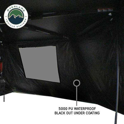 Overland Vehicle Systems XD Nomadic 270 - Awning Wall 2 W/Black Out, Passenger Side, Black Body, Black Trim W/Storage Bag