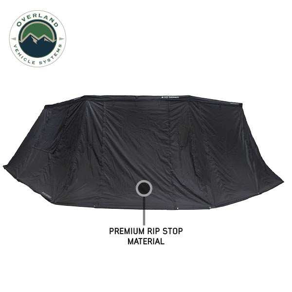 Overland Vehicle Systems XD Nomadic 270 LTE - Awning Walls 3 and 4 Passenger Side, Black Body, Black Trim W/ Storage Bag