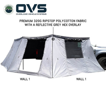 Overland Vehicle Systems XD Nomadic 270 LT - Awning Wall  Kit 1 & 2 W/Black Out  Driver Side, Black Body, Black Trim W/ Storage Bag