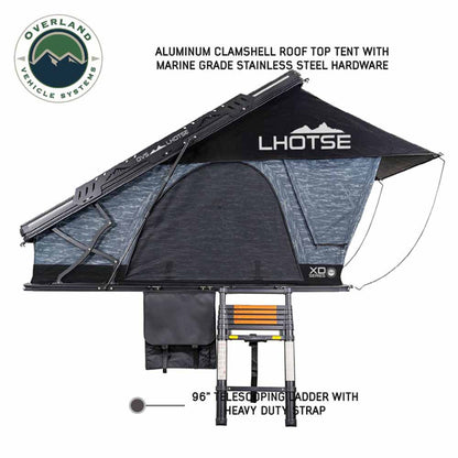 Overland Vehicle Systems XD Lhotse - Clamshell Aluminum Roof Top Tent, 2 Person, Grey Body & Black Rainfly