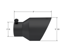 MBRP Universal 3in Hex Tip 5in Inlet 8in Length Dual Wall Exhaust Tip - Black Coated
