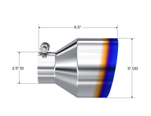 MBRP Univ. T304 Stainless Steel Burnt End Tip 2.5in ID / 5in OD / 6.5in Length Angle Cut Single Wall