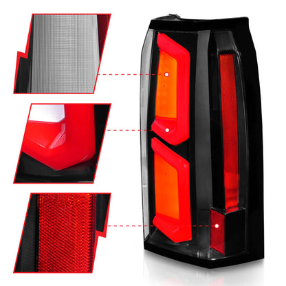 ANZO 2015-2020 Chevrolet Tahoe LED Tail Lights w/ Light Bar Black Housing Clear Lens