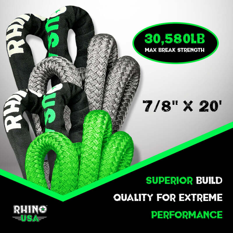 Rhino USA Kinetic Energy Recovery Rope (7/8In X 20Ft) Gray