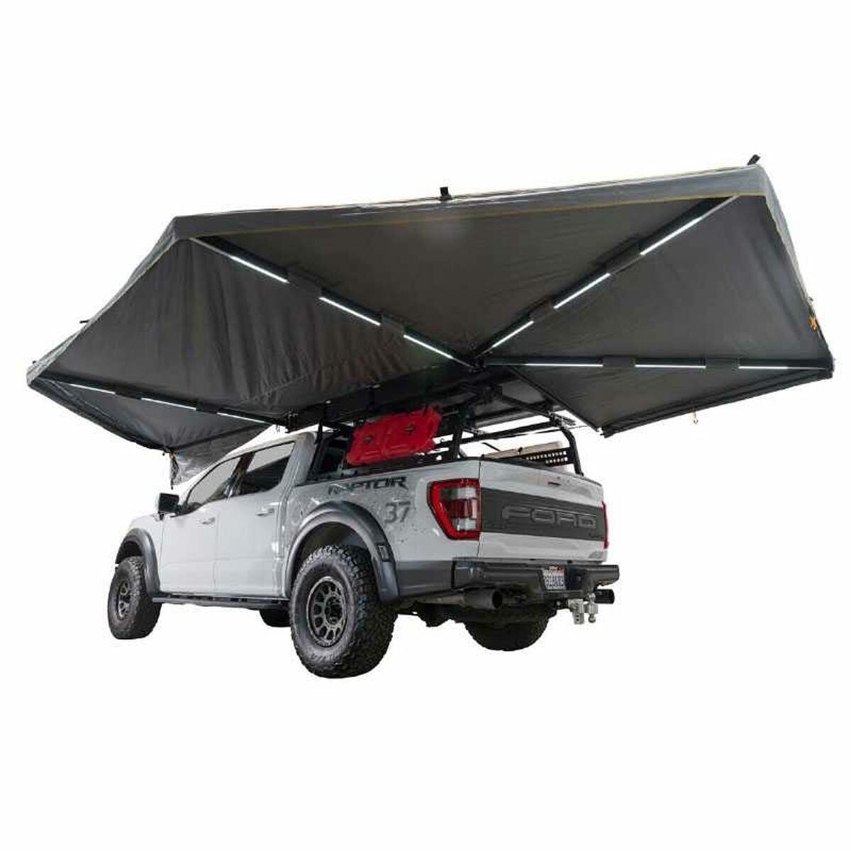 Overland Vehicle Systems XD Nomadic 270 - Awning W/Lights & Black Out , Driver Side, Black Body, Black Trim & Black Travel Cover - No Brackets, No Hardware