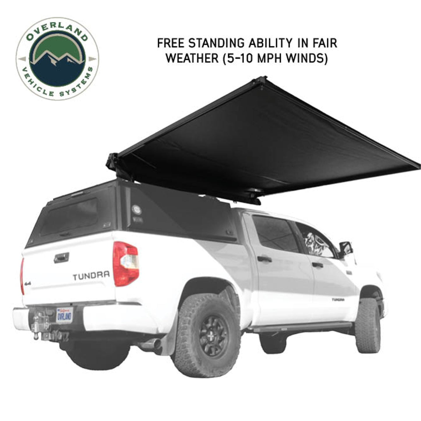 Overland Vehicle Systems XD Nomadic 2.0 - Awning W/Lights & Black Out , 6.5' Long, Black Body, Black Trim & Black Travel Cover