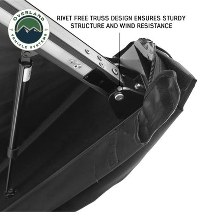 Overland Vehicle Systems XD Nomadic 2.5 - Awning W/Lights & Black Out , 8.0' Long, Black Body, Black Trim & Black Travel Cover