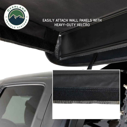 Overland Vehicle Systems XD Nomadic 270 LTE - Awning Walls 3 and 4 Driver Side, Black Body, Black Trim W/ Storage Bag