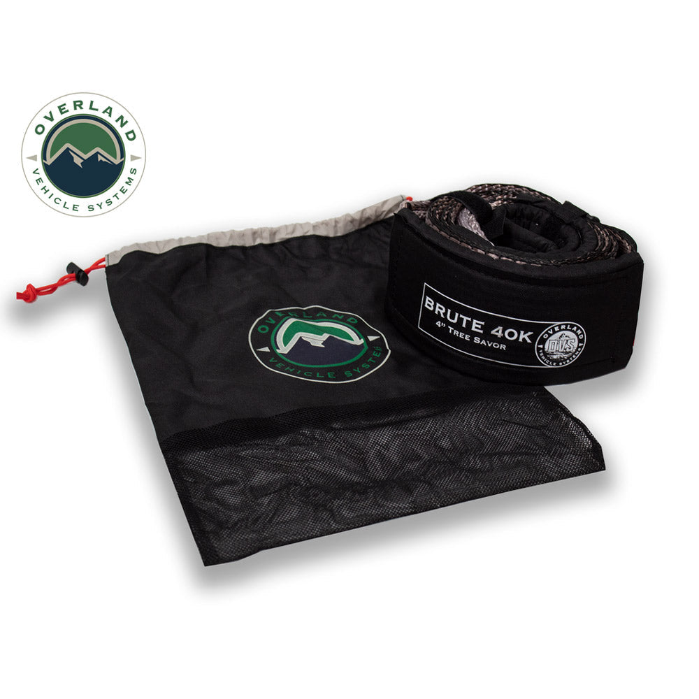 Overland Vehicle Systems Tow Strap 4" x 20' Gray With Black Ends & Storage Bag