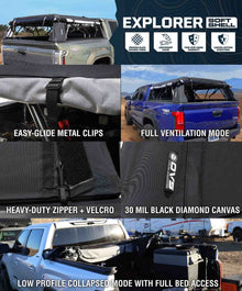 Overland Vehicle Systems Explorer Soft Shell - Black Diamond Canvas and Aluminum Frame 2019-2026 GM1500