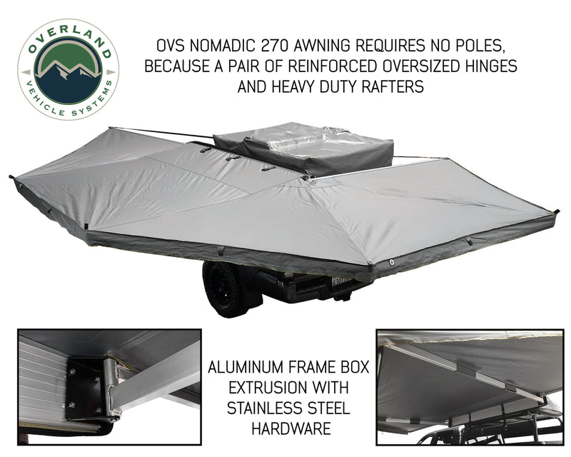 Nomadic 270 Driver Side Awning with Bracket Kit for Mid - High Roofline Vans Overland Vehicle Systems