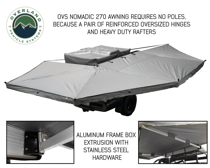 Nomadic 270 Passenger Side Awning with Bracket Kit for Mid - High Roofline Vans Overland Vehicle Systems