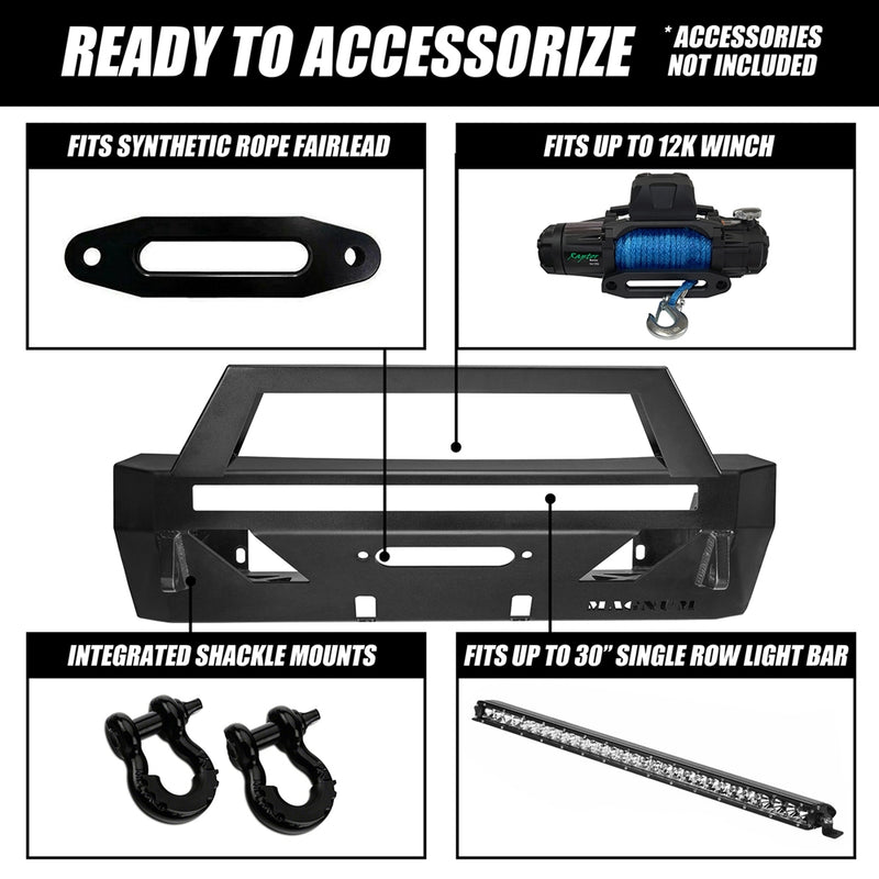 Toyota 4Runner Magnum RT Bumpers - Front -14-C TOYOTA 4RUNNER (EX LIMITED) STEEL FRONT WINCH READY BUMPER BLACK