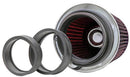 K&N Universal Air Filter Chrome Round Tapered Red - 4in Flange ID x 1.125in Flange Length x 5.5in H
