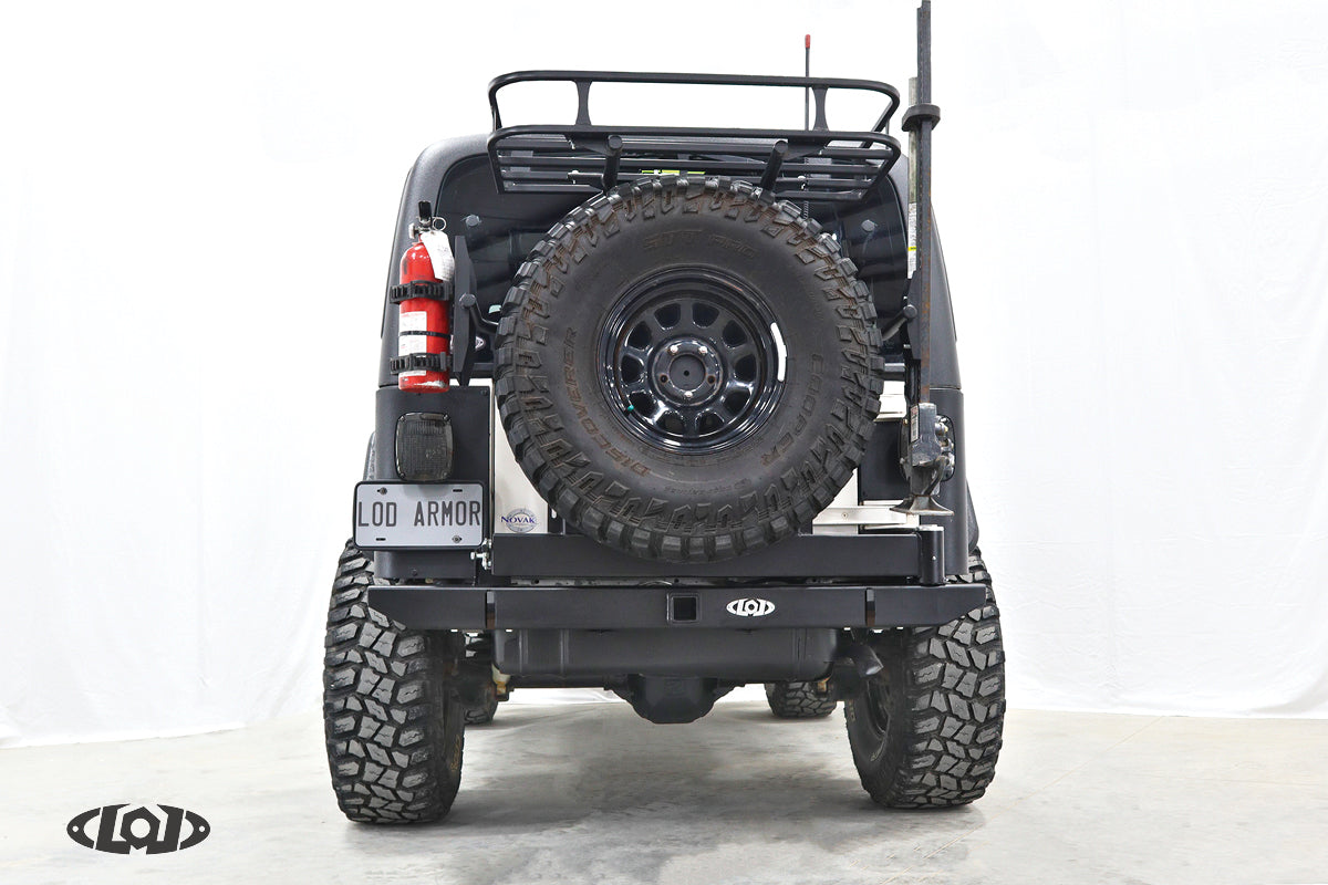 LoD Offroad JBC9621 Destroyer Expedition Series Rear Bumper w/ Tire Carrier for 87-06 Jeep Wrangler YJ, TJ, & Unlimited