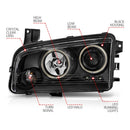 ANZO 2006-2010 Dodge Charger Projector Headlights w/ Halo Chrome (CCFL)
